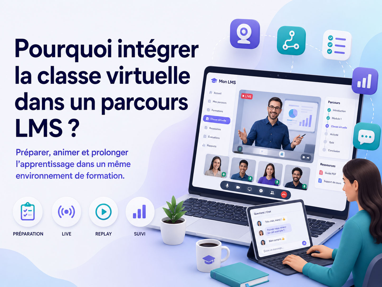 Pourquoi intégrer la classe virtuelle dans un parcours LMS ?